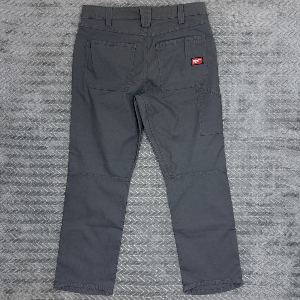 Milwaukee Work Pants Mens 36x30 Canvas FreeFlex Workwear Gray Utility Pockets - Picture 12 of 13